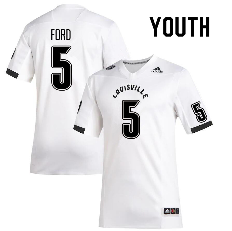 Youth #5 Marshon Ford Louisville Cardinals College Football Jerseys Sale-White